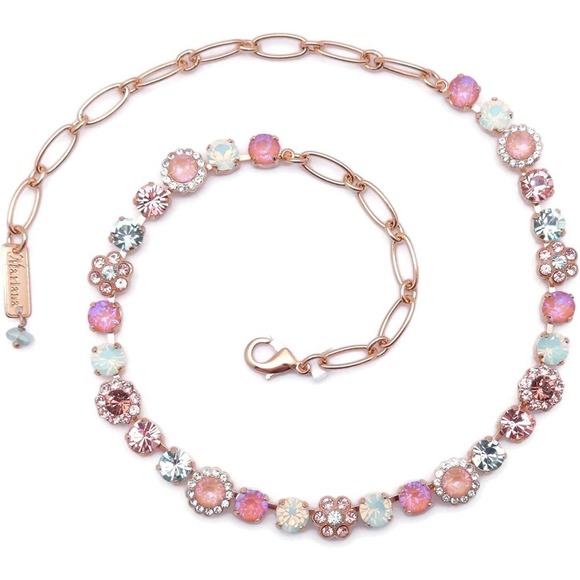 Mariana Monarch Gold Necklace in Peach & Green Crystal Flower Mosaic 1124 NWT - Picture 3 of 3